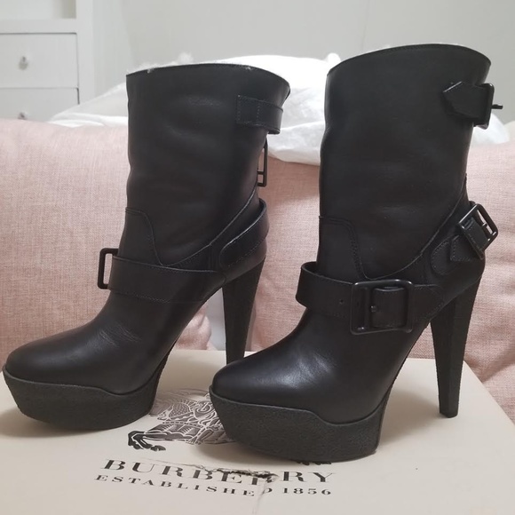 Burberry Shearling-Lined Platform Boots - Picture 1 of 4